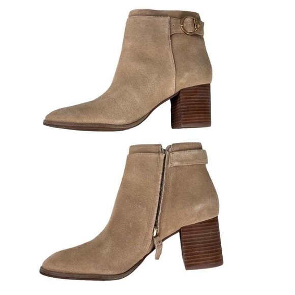 Tory Burch Boots Ankle Tan NWT Sofia Fall Leather Suede Winter Heel Sz 7 - Picture 6 of 8